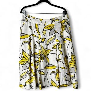 Style & Co - Women’s Linen Knee‎ Length Skirt Yellow White - Sz. 10
